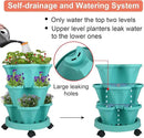 Vertical Planter 3 Tier Stackable Planters Garden Planters Strawberry Herb Flower and Vegetable Planter Indoor Outdoor Gardening Pots with Removable Wheels and Tools by GreenHaven Gardens