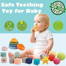 Montessori Toys Soft Stacking Building Blocks Rings Balls Sets 3 in 1 Baby Toys Bundle for Babies 6-12 Months Sensory for Toddlers 1-3 Teething Bath for Infants Learning Toy by TinyTreasures Baby Boutique