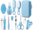 PandaEar Baby Healthcare & Grooming Kit - Baby Safety Set Comb, Brush, Finger Toothbrush, Nail Clippers, Scissors, Nasal Aspirator - Nursery Care Kit (Blue) by TinyTreasures Baby Boutique