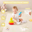 Padded Baby Play Mat, Super Soft Vegan Leather Floor Mat for Baby Girls and Boys, 48x48 Non-Slip Thick Foam Cushioned Play Mat for Babies 6-12 Months, Fits Nicely Into 50x50 Playpen Mat, Beige by TinyTreasures Baby Boutique