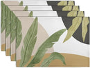 Tropical Palm Leaf Linen Placemats Set of 4 Summer Green Banana Leaves Themed Kitchen Place Mats Washable Non-Slip Heat Resistant Fabric Dining Table Placemats 12x18 Inch by CozyNest Decor