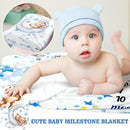 Sleeping Bear Monthly Baby Milestone Blanket Bear Star Balloon Flannel Blanket Boy Newborn Infant Swaddle Growth Baby Frame for Boys Girls Nursery (Blue) by TinyTreasures Baby Boutique