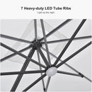 PURPLE LEAF 10 Feet Patio Umbrella Outdoor Cantilever Solar Powered LED Square Umbrella Aluminum Offset Umbrella with 360-degree Rotation for Garden Deck Pool Patio White by GreenHaven Gardens