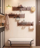 Wall Mounted Piano Key Hanger | Flip Style Hook | Entrance Wall Art Hook, Made of Oak Wood (3 Times Painted, 4 Times Polished) (Fence Beech, 12Hooks) by CozyNest Decor