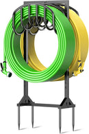 Garden Water Hose Holder Holds 2 * 150Ft Hoses, Heavy-Duty Metal Freestanding Hose Holder with 4 Spikes, Rustproof Garden Hose Reels Hose Hanger Storage for Outside, Yard, Lawn, Farm, Black by GreenHaven Gardens
