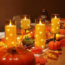Homemory Acrylic Flameless Candles with Embedded Star String Fairy Lights, Battery Operated Candle, LED Candles, Fake Candles with Remote Control and Timer for Halloween, Amber, Set of 5(H4"5"6"8"8") by CozyNest Decor