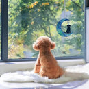 Dog Decor Stained Glass Moon Suncatchers Window Hanging, Wall Art Element Earth Tones Modern Design Home Garden Suncatcher, Dog Lovers for Halloween Decor (Moon Dog) by GreenHaven Gardens