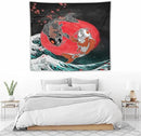 Houselerax Koi Fish Tapestries,Japanese Style Yin Yang Big Wave Cherry Blossoms Tapestry Wall Hanging for Bedroom Living Room Office Decor 60"x50" by CozyNest Decor