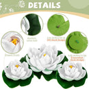 Yunlly 24 Pcs Floating Foam Lotus Flower with Water Lily Pads Artificial Floating Pool Flowers Lifelike Pond Accessories Floating Pool Decorations for Home, Garden Aquarium Party Wedding Decor, White by GreenHaven Gardens