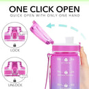 32oz Motivational Water Bottles with Time Marker & Fruit Strainer, Transparent Gradient Color Water Bottle with Times to Drink, Leakproof & BPA Free, Reusable Bottle with Strap (No Straw) by CozyNest Decor