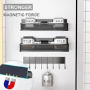 Magnetic Spice Rack for Refrigerator, 5 Pack Magnetic Shelf, Moveable Magnetic Fridge Organizer with 8-Hook Rack, Seasoning Organizer for Kitchen Organization and Storage (5 Pack) by CozyNest Decor
