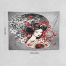 Japanese Geisha Tapestry Asian Red Cherry Blossom Red Sun Traditional Kimono Folk Tapestries Home Decor for Living Room Bedroom Apartment Farmhouse Dorm 40"x30" by CozyNest Decor