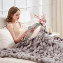 Ultra Soft Luxury Faux Fur Twin Blanket for Counch,Fuzzy Fluffy Plush Warm Cozy Elegant Wrinkled Blanket for Sofa Bedroom Living Room,（60"x80",Tie-dye Taupe） by CozyNest Decor