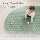 Comfy Cubs Round Kids Play Mat - Large 60 inches Soft Quilted Baby Floor Mat with Non-Slip Bottom - Plush Design for Toddlers' Playtime and Relaxation - Comfortable and Durable - Fern by TinyTreasures Baby Boutique