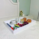 White Rectangular 14x20 Inches Acrylic Ottoman Tray Decorative Serving Tray with Cutout Handles Organizer Tray on Coffee Table Countertop Big Breakfast Bed Tray Living Room Appetizer Serving Food by CozyNest Decor