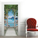 3D Door Stickers Murals - Landscape - Peel and Stick - Waterproof & Washable - Matt Finish - Modern Style - White - 37.4" x 82.7" - 2 Pieces by GreenHaven Gardens