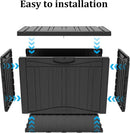 50 Gallon Waterproof Large Resin Deck Box Indoor/Outdoor Lockable Storage Container and Seating for Garden, Pool, and Patio (50 Gallon,Black) by GreenHaven Gardens