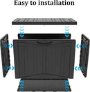 45 Gallon Double-Wall Resin Deck Box - Lockable Waterproof Outdoor Storage Box, 515lbs Capacity & Doubles as Seating for Patio Furniture - Garden Tools, Pool Accessories (Black) by CozyNest Decor