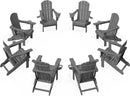 KINGYES Folding Adirondack Chair Set of 8, Dual Cup Holders & All-Weather HDPE, Wood-Like Patio Chair for Backyard, Camping, Pool & Fire Pit, Grey by GreenHaven Gardens