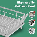 MOUKABAL Dish Drying Rack - Stainless Steel Dish Rack, Dish Racks for Kitchen Counter, Drying Rack Kitchen with Removable Utensil Holder, Drainboard and Glass Organizer (Grey) by CozyNest Decor