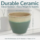 Sunnydaze Chalet Large Ceramic Plant Pot - Round Outdoor Glazed Ceramic Planter Pot with Drainage - Seafoam - 14.5" by CozyNest Decor