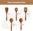 Teak Kitchen Utensils Set, 5 Piece Premium Wooden Cooking Utensils Set, Non-Stick Heat-Resistant Wooden Spoons for Cooking, New Apartment Essentials by CozyNest Decor