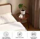 100% Solid Oak Round Side Table, Small Bedside Table for Small Spaces, Living Room End Table with Stable Frame, Modern Nightstand for Bedroom Couch, (Walnut, 17.71" D x 19.68" H) by CozyNest Decor