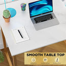 PayLessHere | 32 Inch Computer Desk | White Gold | Office Desk with Metal Frame, Adjustable Feet | Water-Resistant, Scratchproof Surface | Sturdy Writing Table for Home Office or Study | Pack of 1 by CozyNest Decor