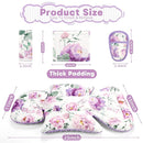 Infant Car Seat Insert, Soft Baby Car Seat Head & Body Support for Girl Boy, Reversible Newborn Preemie Carseat Insert Cushion with 3 Straps Pads Fits CarSeat, Stroller, Swing, Bouncer, Purple Floral by TinyTreasures Baby Boutique