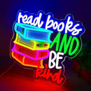 LED Read Books Be Kind Neon Signs Classroom Neon Lights Wall Decor for Reading Room, Classroom, Bookstore, Library, Museum, Study Room Gifts Art for Book Lover, Kids,Friends,family-13.4 x 12.6 IN-USB Powered-Acrylic by CozyNest Decor