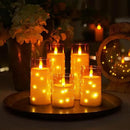 Homemory 9 Pcs Flameless Candles with Embedded Star String Fairy Lights, Battery Operated Candles, LED Candle, Fake Candles with Remote Control and Timer (Gold) by CozyNest Decor