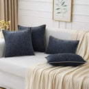 MIULEE Pack of 2 Couch Throw Pillow Covers 12x20 Inch Dark Blue Farmhouse Decorative Pillow Covers with Stitched Edge Soft Chenille Solid Dyed Spring Pillow Covers for Sofa Bed Living Room by CozyNest Decor