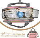 Crossbody Small Diaper Bag, Cute Mini Baby Diaper Tote Bags with Insulated Pockets for Traveling Outdoor Parent, Pink & Gray by TinyTreasures Baby Boutique