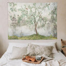 HZOHNAGO Japanese Tapestry Tree Misty Garden Lake Printed Wall Tapestry Ink Painting Wall Hanging for Bedroom Living Room Dorm 80" W x 60" H by CozyNest Decor