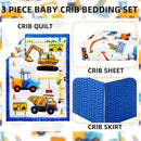 3 Piece Baby Boy Crib Bedding Set Construction Theme Baby Comforter Set for Crib Nursery Bed Set Decor with Fitted Crib Sheet, Comforter and Skirt for Boys Girls (Construction) by TinyTreasures Baby Boutique