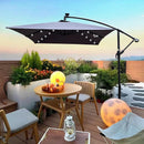 10x6.5FT Patio Umbrella, Outdoor Offset Umbrella with Cross Base and Crank, Rectangular Cantilever Umbrella with Solar Lights, Hanging Market Umbrella with 6 Rids for Pool, Deck, Backyard (Anthracite) by GreenHaven Gardens