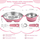 Stainless Steel Baby Plate and Bowl with Suction, Baby Bowl and Divided Kids Toddler Plate with Removable Silicone Shell, Non-Slip Toddler Baby Feeding Set, Forks + Spoons Included-Rose red by TinyTreasures Baby Boutique