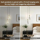 Brass Raindrop Pendant Lights Kitchen Island 2-Light, Cluster Gold Pendant Light Fixture for Bedroom, Dimmable Dining Room Light Fixture Hanging Pendant Lighting Ceiling Chandelier for Foyer by CozyNest Decor