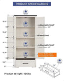 72" Tall Wood Storage Cabinet, Farmhouse Kitchen Pantry Cabinet with Adjustable Shelves & Drawer & Barn Doors, Versatile Storage for Kitchen, Dining Room, Bathroom, Antique White by CozyNest Decor