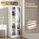 5 Tier Metal Curio Cabinets, Modern Bookshelf Cabinet with 4 Adjustable Shelves, Cabinet Display Case for Home Office, Living Room, Pantry (White-23.54W) by CozyNest Decor
