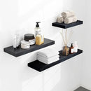 Fun Memories Deep Floating Shelves - 16" W x 9" D x 1.6" H Rustic Black Wall Shelf - Wall Mounted Shelves for Storage - Wooden Shelves with Invisible Brackets for Living Room, Farmhouse - Set of 2 by CozyNest Decor
