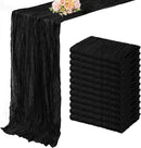 10FT 12 Pack Black Cheesecloth Table Runner 20 x 120 Inch Long Boho Fabric Rustic Cheese Cloth Table Runner for Wedding Bridal Shower Baby Shower Gauze Sheer Birthday Party Table Decorations by CozyNest Decor
