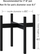 FaithLand Mid Century Plant Stand Indoor Outdoor (EXCLUDING 8" Plant Pot), Metal Planter Stand, Potted Plant Holder, Black, Hold Up to 8 Inch Planter - Upgraded Design by GreenHaven Gardens