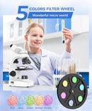 Compound Binocular Microscope for Kids & Students, 40X-2000X Magnification, Microscope Kit with Slides & Specimens, Lab Equipment for School Biology Class & Home Science Experiments by TinyTreasures Baby Boutique
