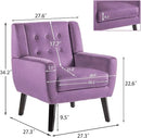 UIXE Accent Chair Modern Upholstered Armchair, Mid Century Club Arm Chairs Comfy Single Sofa Living Room Button Tufted Reading Seat Bedroom Side Seating, Velvet-Purple by CozyNest Decor