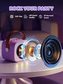 YLL Mini Karaoke Machine for Kids Adults: Portable Loud Speaker with 4 Wireless Microphones -Most Popular Birthday Party Gifts for Girls Boys 3, 4, 5, 6, 7, 8, 9, 10+ Year Old Toys(Purple) by TinyTreasures Baby Boutique