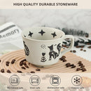 Ceramic Coffee Mug, 12 oz Novelty Unique Teacup with Large Handle, Stoneware Cup for Tea Mocha Latte Cappuccino Espresso (Set of 2, Fox and Bear) by CozyNest Decor