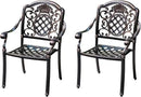 Outdoor Dining Chair Cast Aluminum Patio Chairs Set of 2 All-Weather Patio Dining Chair with Adjustable Feet for Backyard Garden (JL Chair) by GreenHaven Gardens