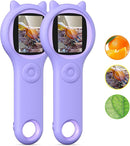 2Pcs Purple Kids Microscope-200X Fixed Focus Miniscope Portable Handheld Pocket Microscope -Science Toy for Toddlers, Christmas Birthday Gifts for Age 5 6 7 8 9 10 11 12 Girls Boys by TinyTreasures Baby Boutique