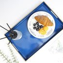 Spsyrine Blue Decorative Serving Tray with Handles, Elegant Plastic Coffee Table Tray for Ottoman, Living Room, Home Decor 15.6" X 10.2" by CozyNest Decor
